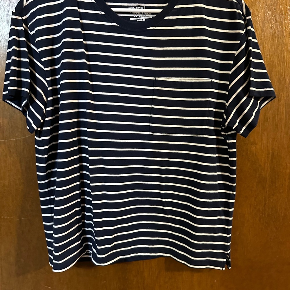 Navy and White Striped Shirt